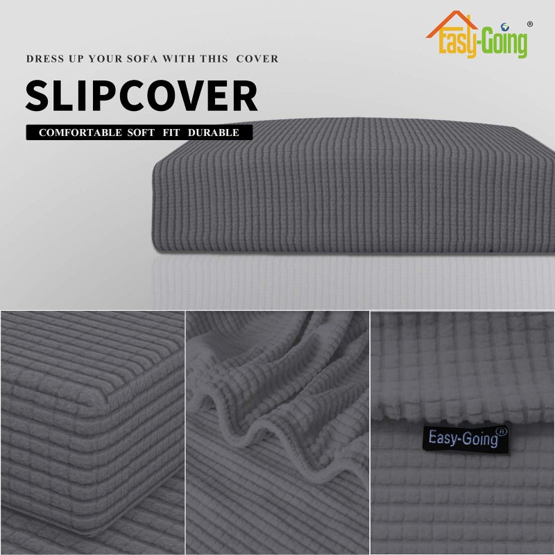 Easy-Going Stretch Cushion Cover Sofa Cushion Furniture Protector Sofa Seat Sofa slipcover Sofa Cover Soft Flexibility with Elastic Bottom(Oversized Sofa Cushion,Gray) - Image 3